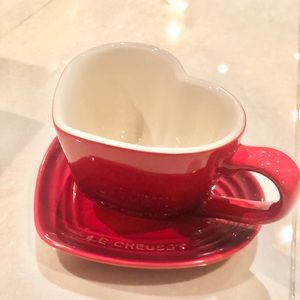 Le Creuset Heart Shaped Mug with Tray in Red